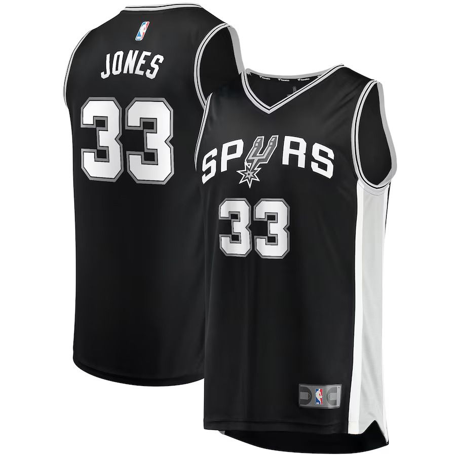 Men San Antonio Spurs #33 Tre Jones Fanatics Branded Black Fast Break Replica NBA Jersey